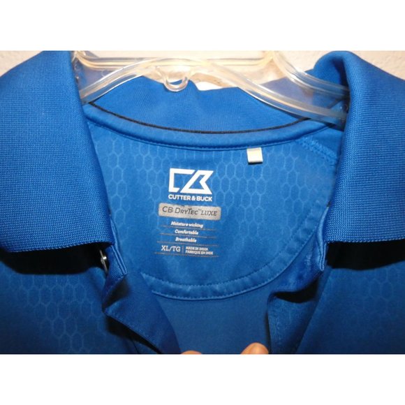 Men's Blue CB DryTec Luxe Golf Shirt, Cutter & Buck, XL - Picture 4 of 6